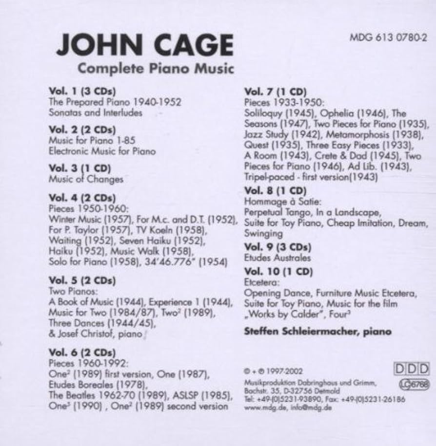 John Cage／Complete Piano Music（18CD） Complete Piano Music (Schleiermacher) [18cd]: Amazon.co.uk